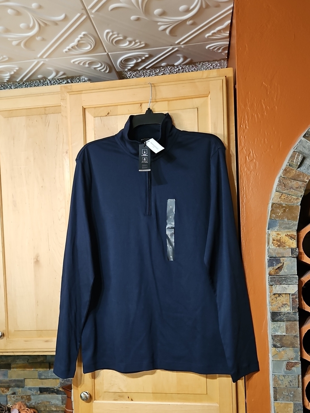 Banana Republic Performance Preppy Navy Blue Cotton Quarter Zip Pullover 1/4 Zip